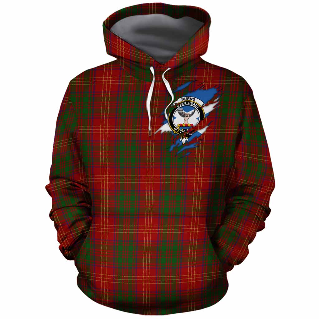Burns Clan Crest In Me Tartan Cotton Hoodie Scotland Flag Style