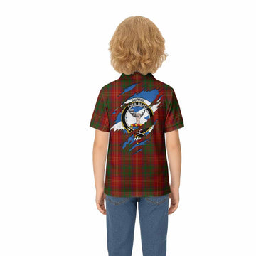 Burns Clan Crest In Me Tartan Kid Polo Shirt Scotland Flag Style