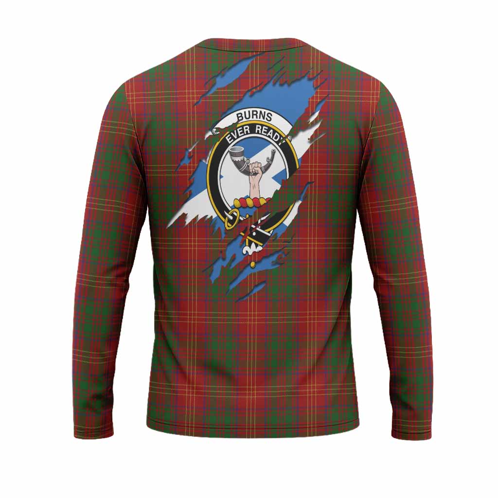 Burns Clan Crest In Me Tartan Long Sleeve T-Shirt Scotland Flag Style