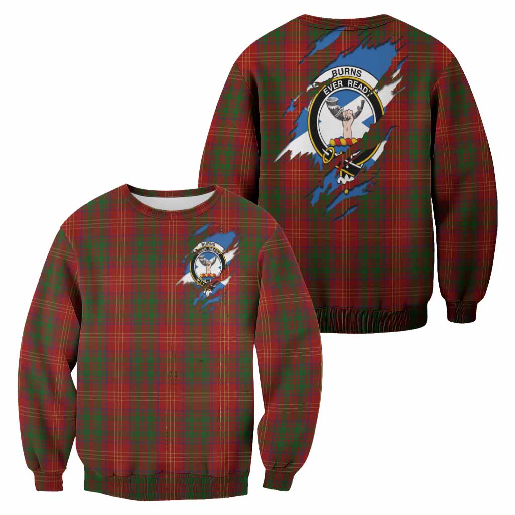 Burns Clan Crest In Me Tartan Sweatshirt Scotland Flag Style