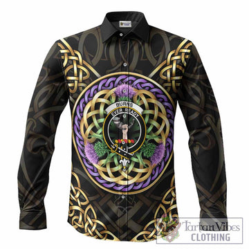 Burns Clan Crest Long Sleeve Button Shirts Celtic Scottish Thistle