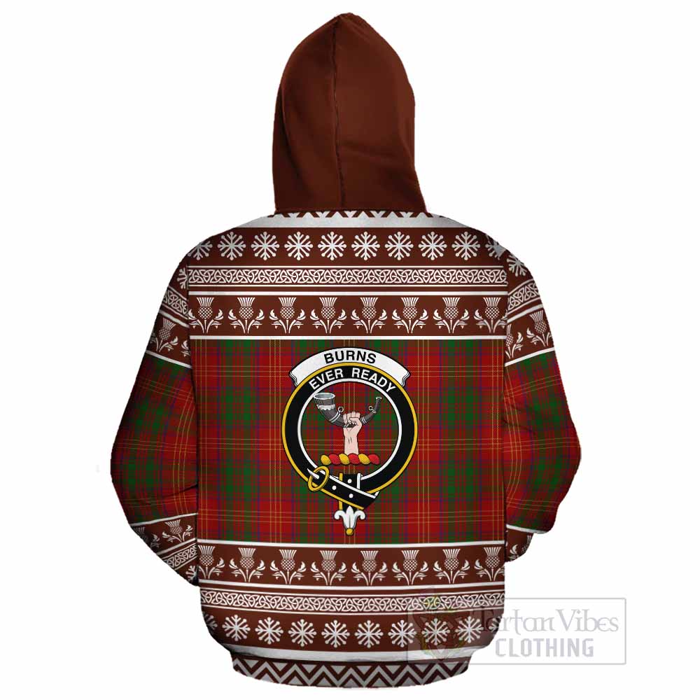 Burns Clan Tartan Christmas Cotton Hoodie with Family Crest - Tartan Vibes Clothing