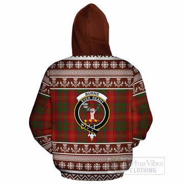 Burns Clan Tartan Christmas Cotton Hoodie with Family Crest - Tartan Vibes Clothing