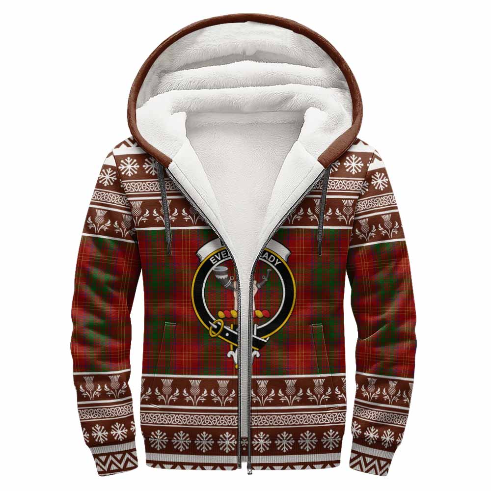 Burns Clan Tartan Christmas Fleece Hoodie with Family Crest - Tartan Vibes Clothing
