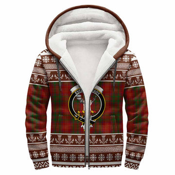 Burns Clan Tartan Christmas Fleece Hoodie with Family Crest