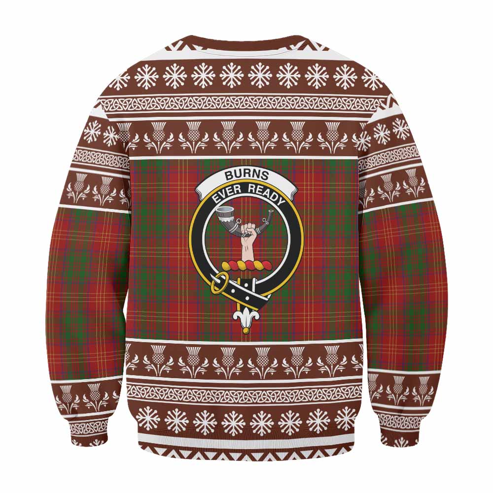 Burns Clan Tartan Christmas Sweatshirt with Family Crest - Tartan Vibes Clothing