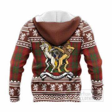 Burns Clan Tartan Crest Christmas Knitted Hoodie Coat of Arms Funny Style