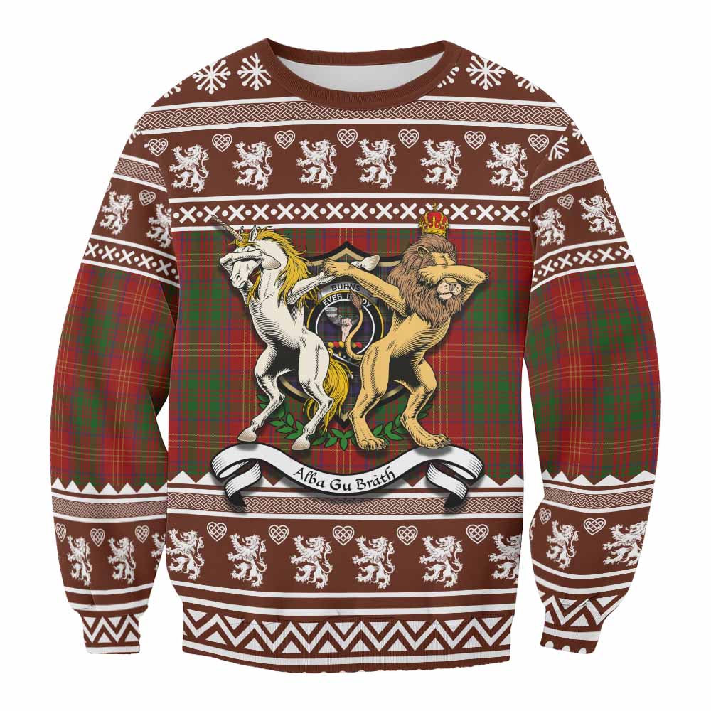 Burns Clan Tartan Crest Christmas Sweatshirt Coat of Arms Funny Style - Tartan Vibes Clothing
