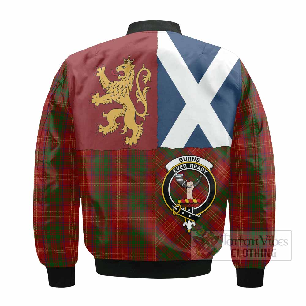Burns Crest Tartan Bomber Jacket with Lion Rampant Saltire Style