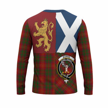 Burns Crest Tartan Long Sleeve T-Shirt with Lion Rampant Saltire Style