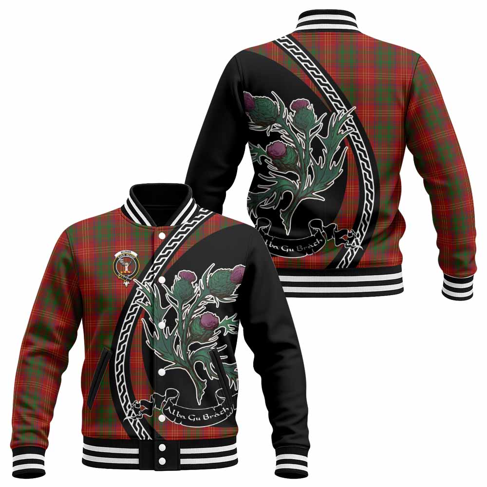 Burns Family Crest Tartan Baseball Jacket Alba Thistle Inspired - Tartan Vibes Clothing