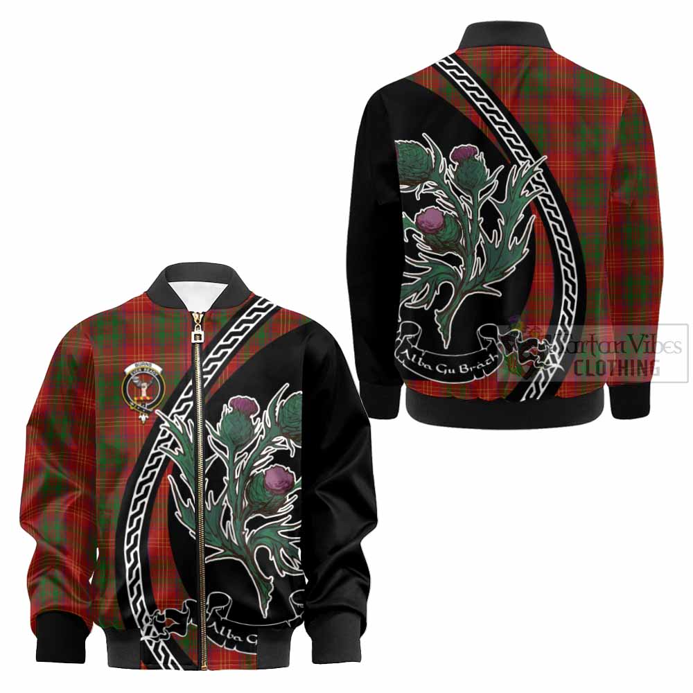 Burns Family Crest Tartan Kid Bomber Jacket Alba Thistle Inspired - Tartan Vibes Clothing