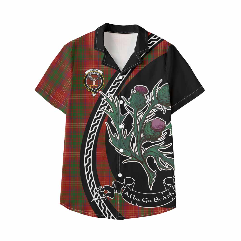 Burns Family Crest Tartan Kid Hawaiian Shirt Alba Thistle Inspired - Tartan Vibes Clothing