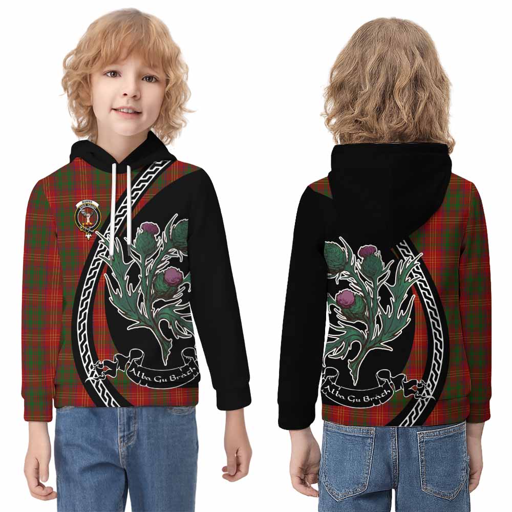 Burns Family Crest Tartan Kid Hoodie Alba Thistle Inspired - Tartan Vibes Clothing