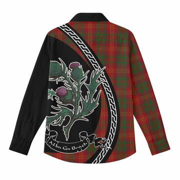 Burns Family Crest Tartan Women Casual Shirt Alba Thistle Inspired - Tartan Vibes Clothing