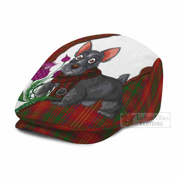 Burns Scottish Terrier Tartan Flat Cap, Jeff Cap Thistle Heritage Art