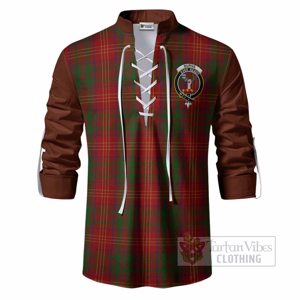 Burns Tartan Accent Ghillie Shirt with Family Crest