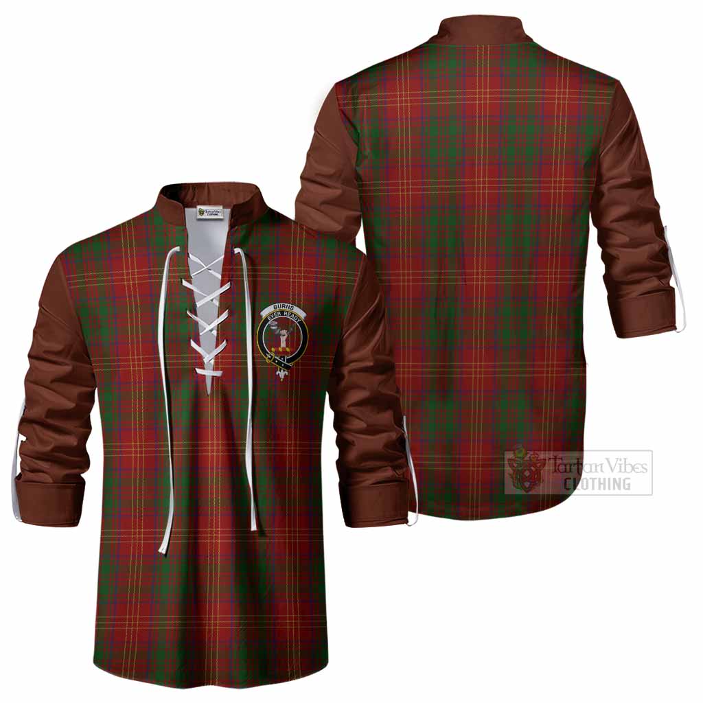 Burns Tartan Accent Ghillie Shirt with Family Crest