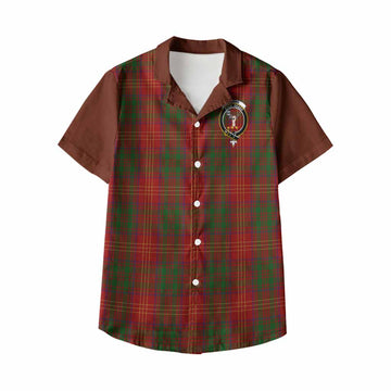 Burns Tartan Accent Kid Hawaiian Shirt with Family Crest