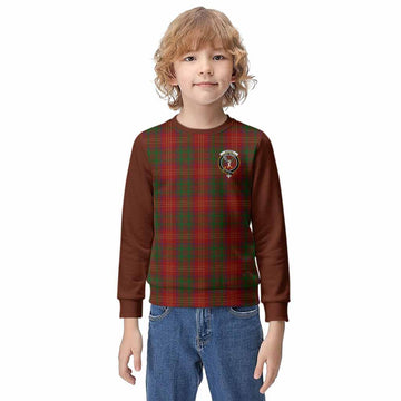 Burns Tartan Accent Kid Knitted Sweatshirt with Family Crest