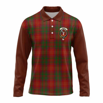 Burns Tartan Accent Long Sleeve Polo Shirt with Family Crest