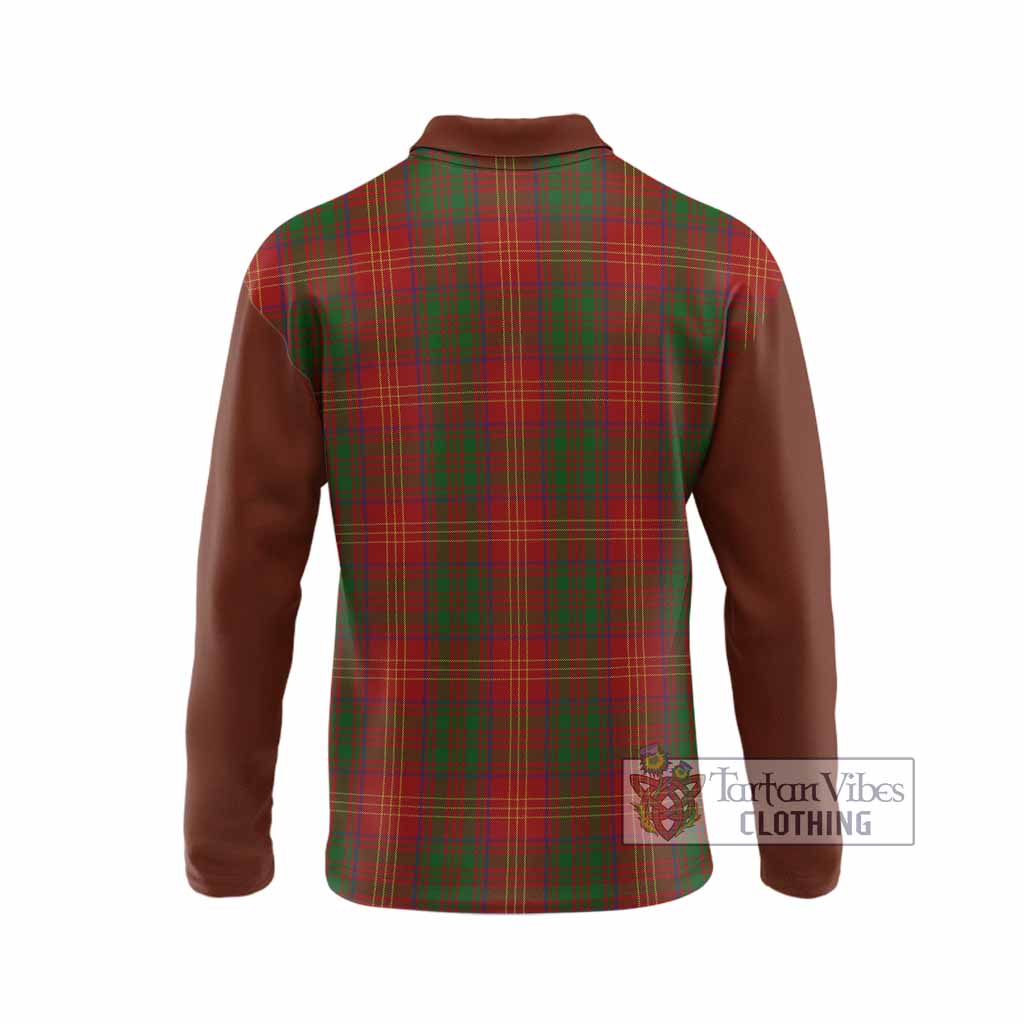 Burns Tartan Accent Long Sleeve Polo Shirt with Family Crest