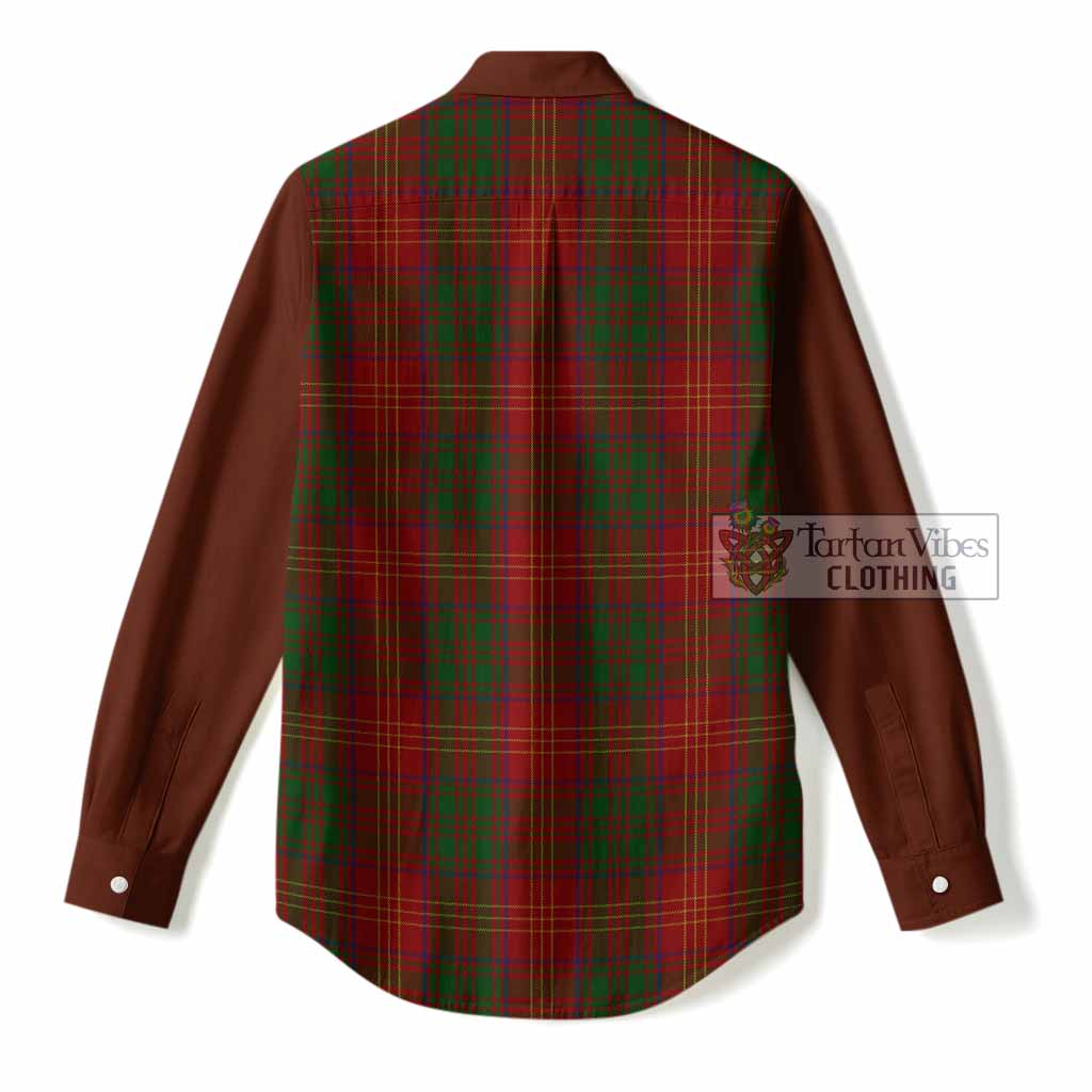 Burns Tartan Accent Women Casual Shirt with Family Crest