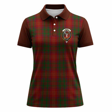 Burns Tartan Accent Women Polo Shirt with Family Crest