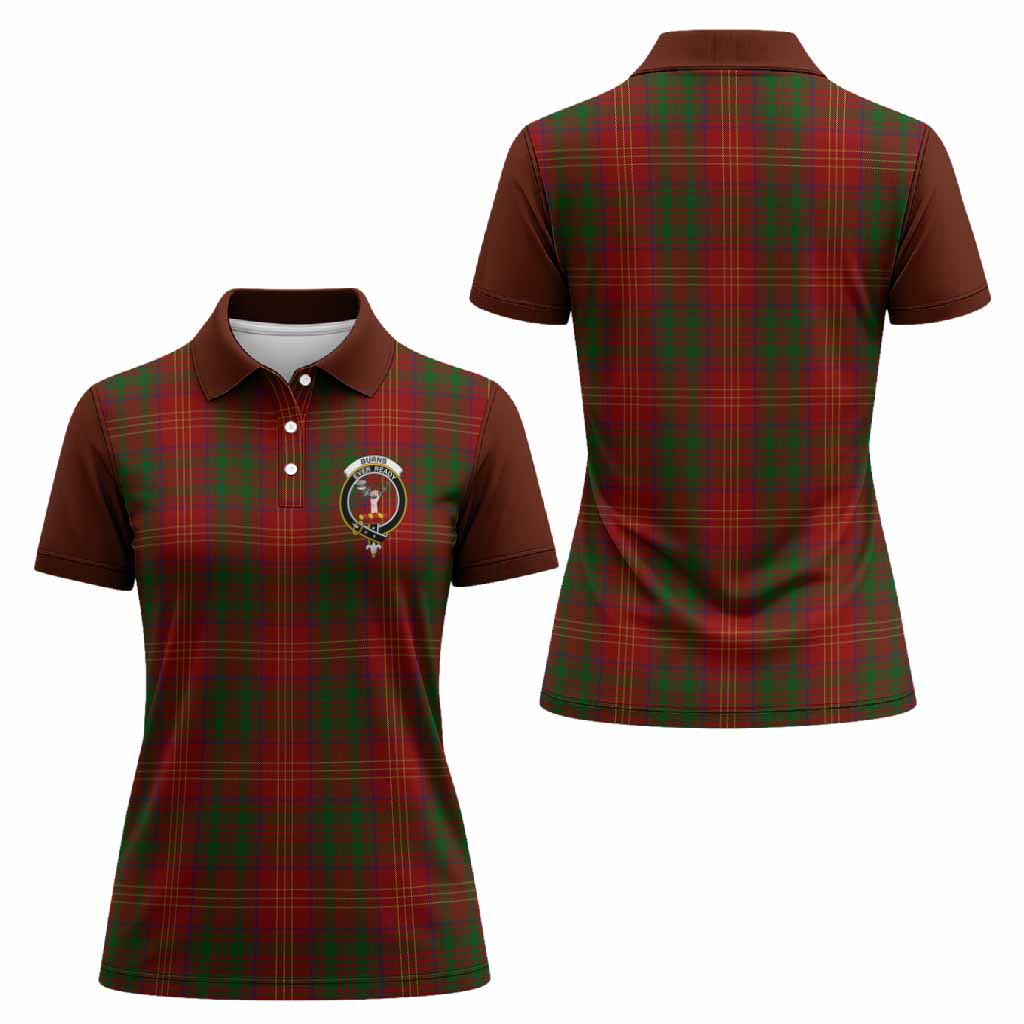 Burns Tartan Accent Women Polo Shirt with Family Crest