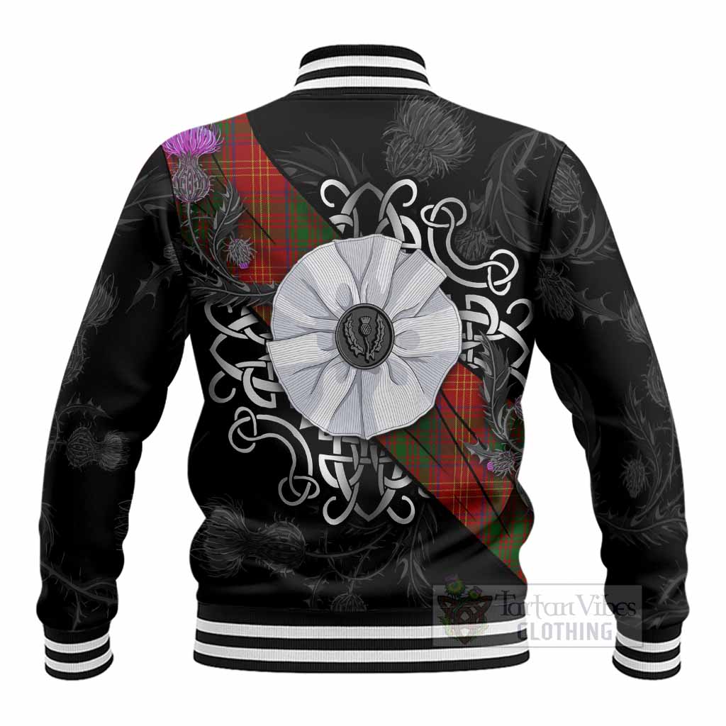 Burns Tartan Baseball Jacket Jacobite White Rose - Tartan Vibes Clothing