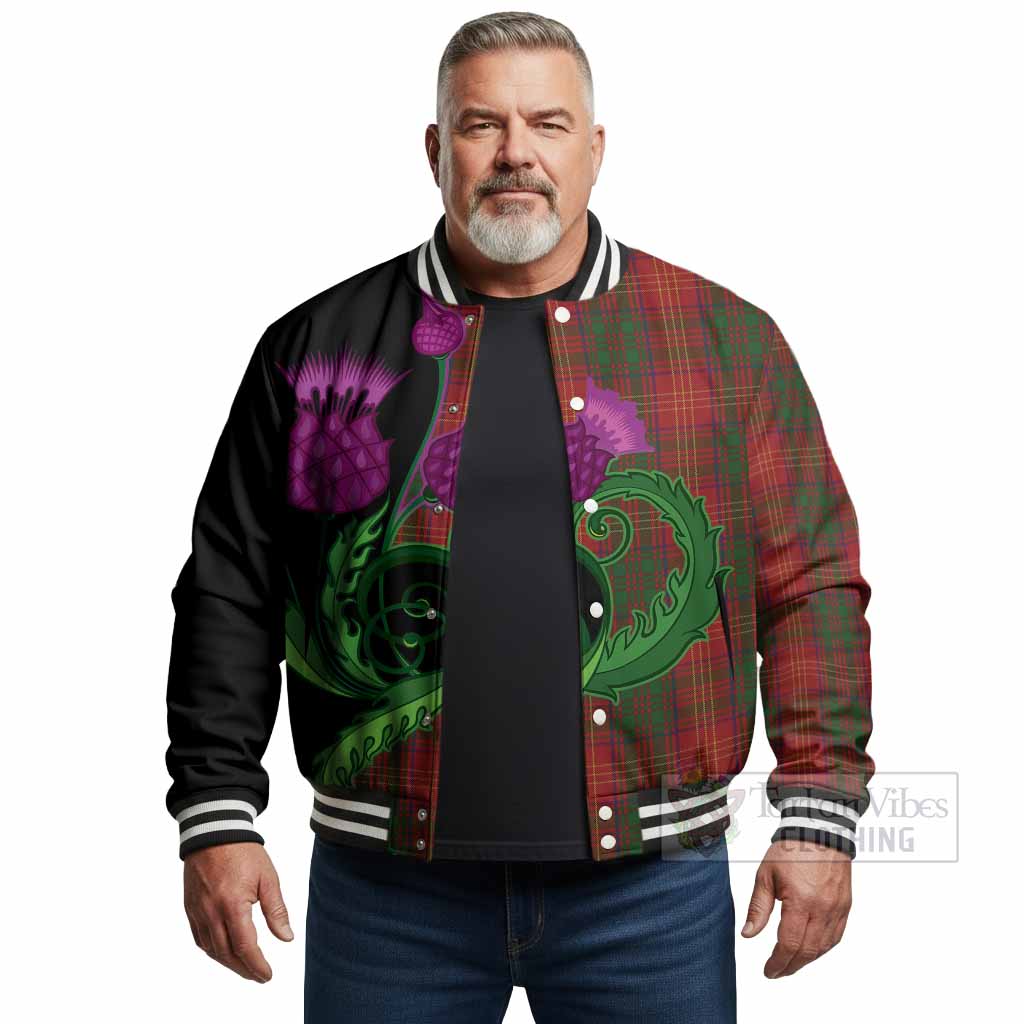 Burns Tartan Baseball Jacket Traditional Scottish Thistle