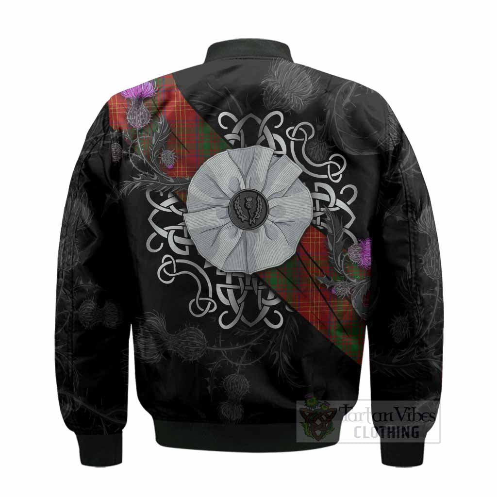 Burns Tartan Bomber Jacket Jacobite White Rose - Tartan Vibes Clothing
