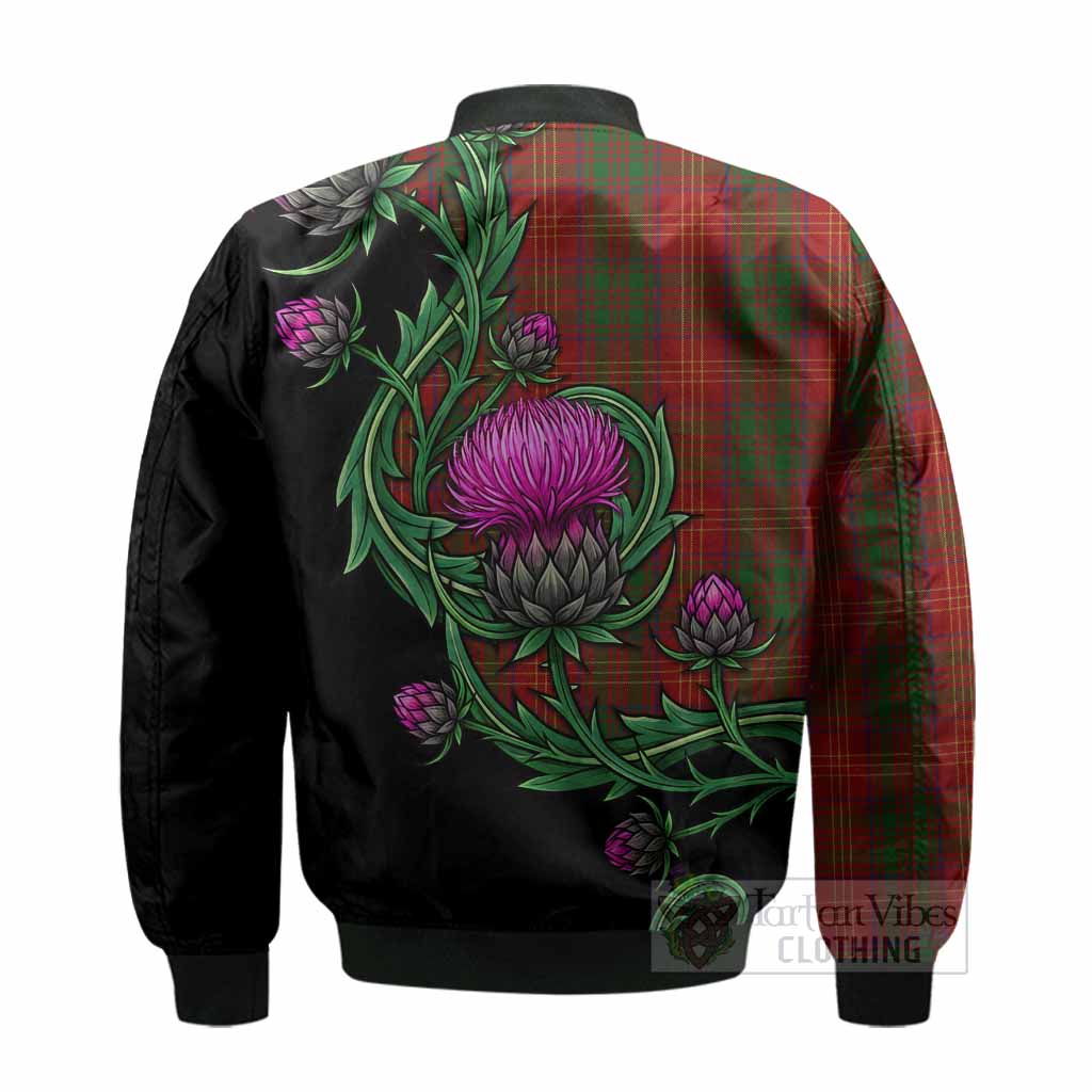 Burns Tartan Bomber Jacket Resilient Scottish Thistle - Tartan Vibes Clothing