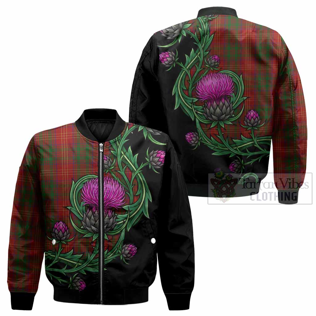Burns Tartan Bomber Jacket Resilient Scottish Thistle - Tartan Vibes Clothing