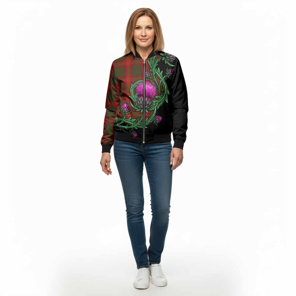 Burns Tartan Bomber Jacket Resilient Scottish Thistle - Tartan Vibes Clothing