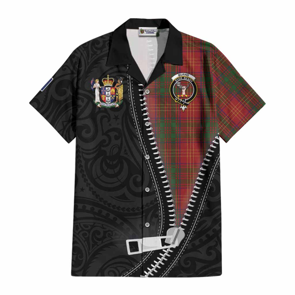 Burns Tartan Cotton Hawaiian Shirt New Zealand Pattern Unique Zipper Stylized