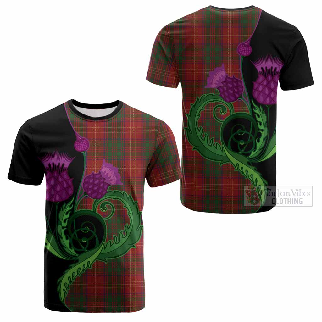 Burns Tartan Cotton T-shirt Traditional Scottish Thistle
