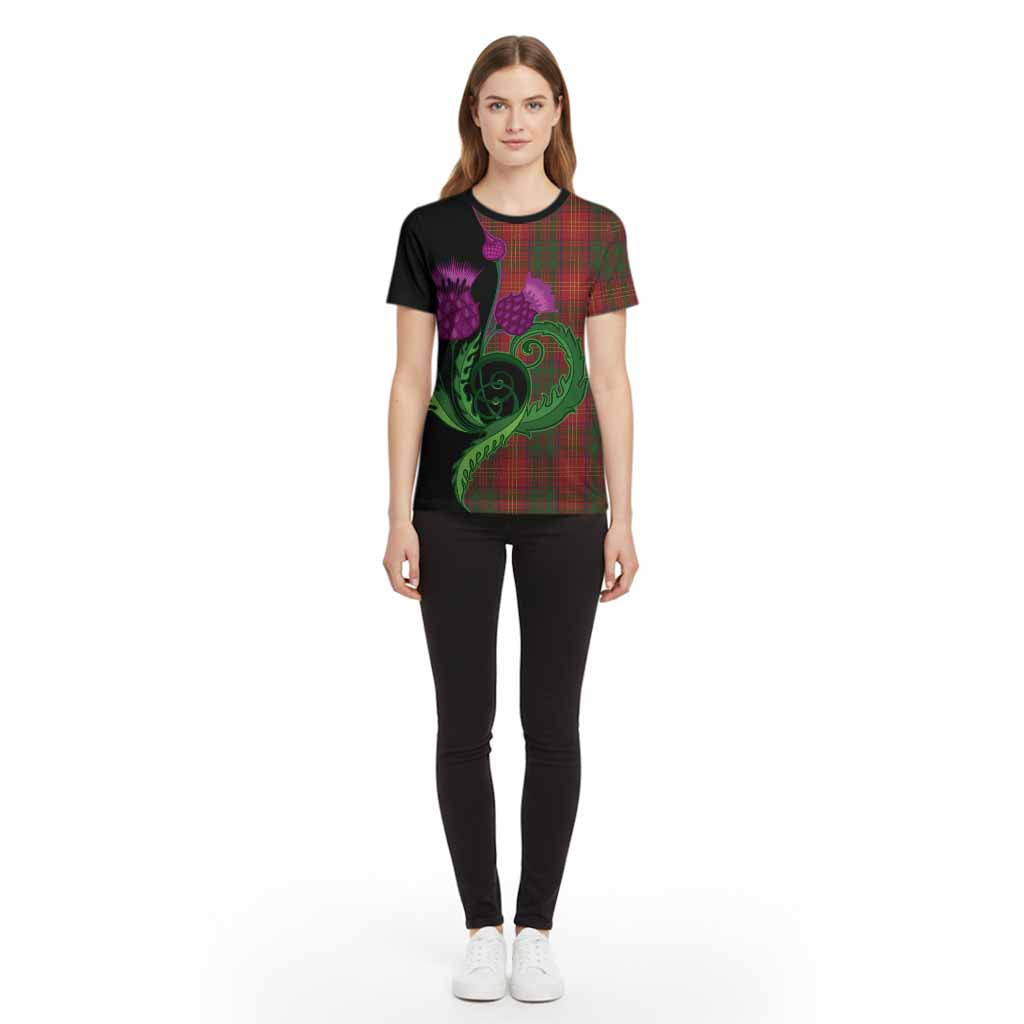Burns Tartan Cotton T-shirt Traditional Scottish Thistle