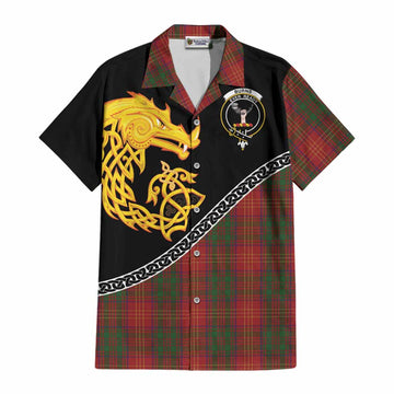 Burns Tartan Crest Cotton Hawaiian Shirt Legendary Dragon Knot Half Style
