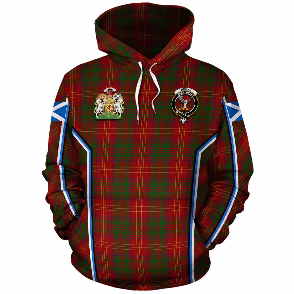 Burns Tartan Crest Cotton Hoodie Scotland Coat of Arm Flag Style - Tartan Vibes Clothing