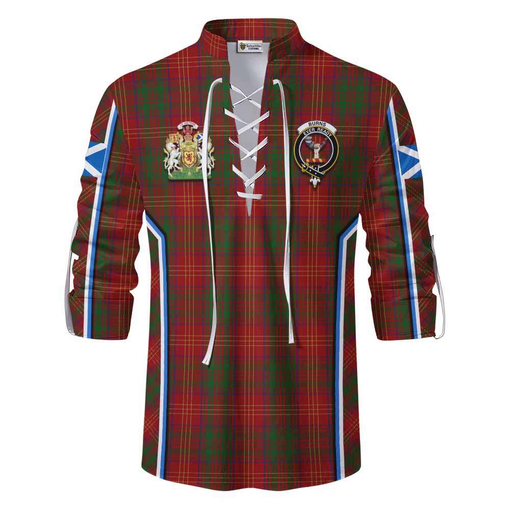 Burns Tartan Crest Ghillie Kilt Shirt Scotland Coat of Arm Flag Style - Tartan Vibes Clothing