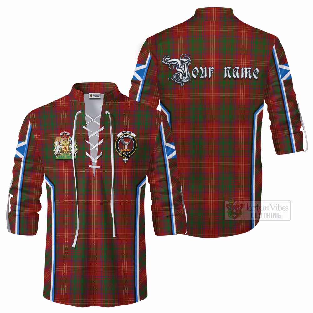Burns Tartan Crest Ghillie Kilt Shirt Scotland Coat of Arm Flag Style - Tartan Vibes Clothing
