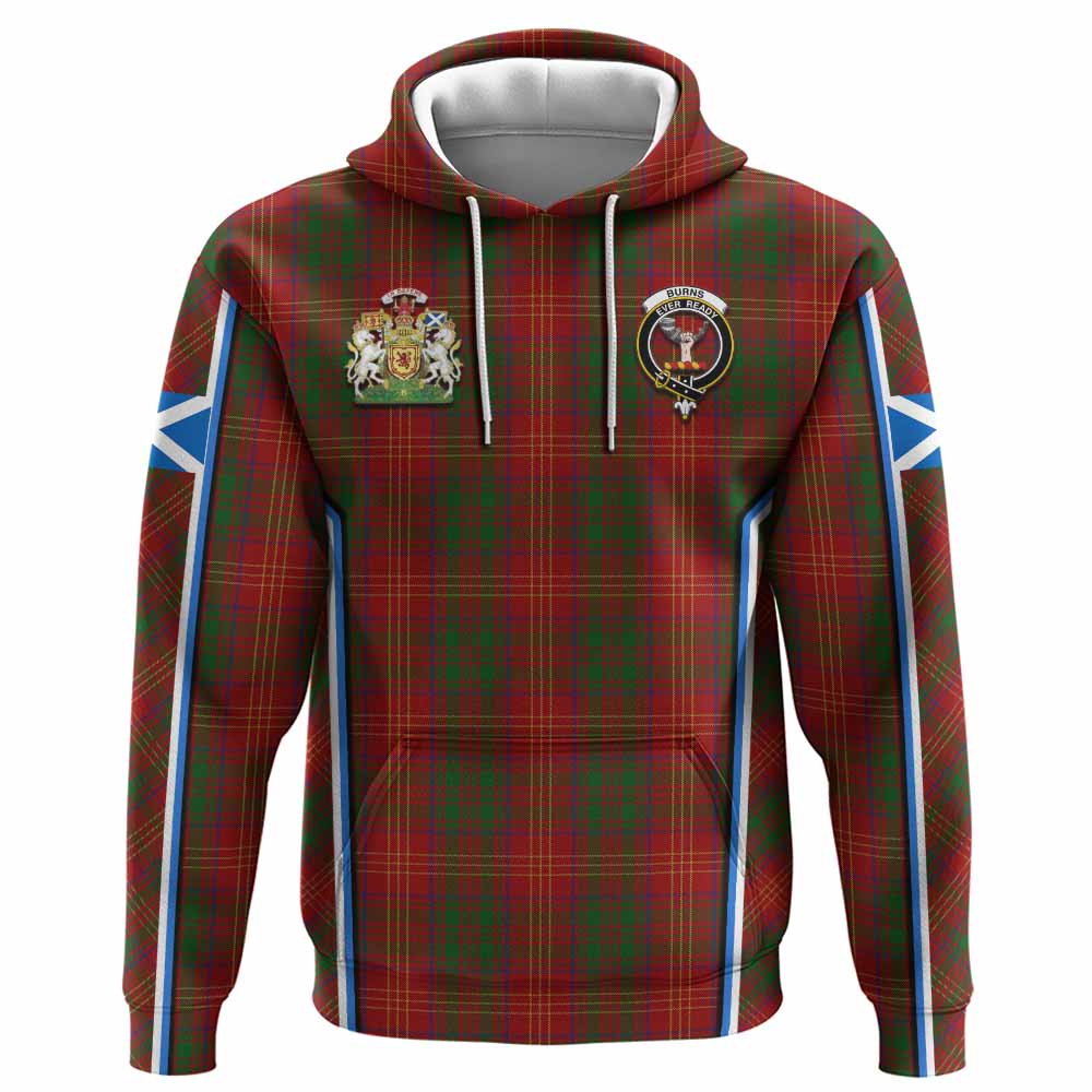 Burns Tartan Crest Hoodie Scotland Coat of Arm Flag Style - Tartan Vibes Clothing