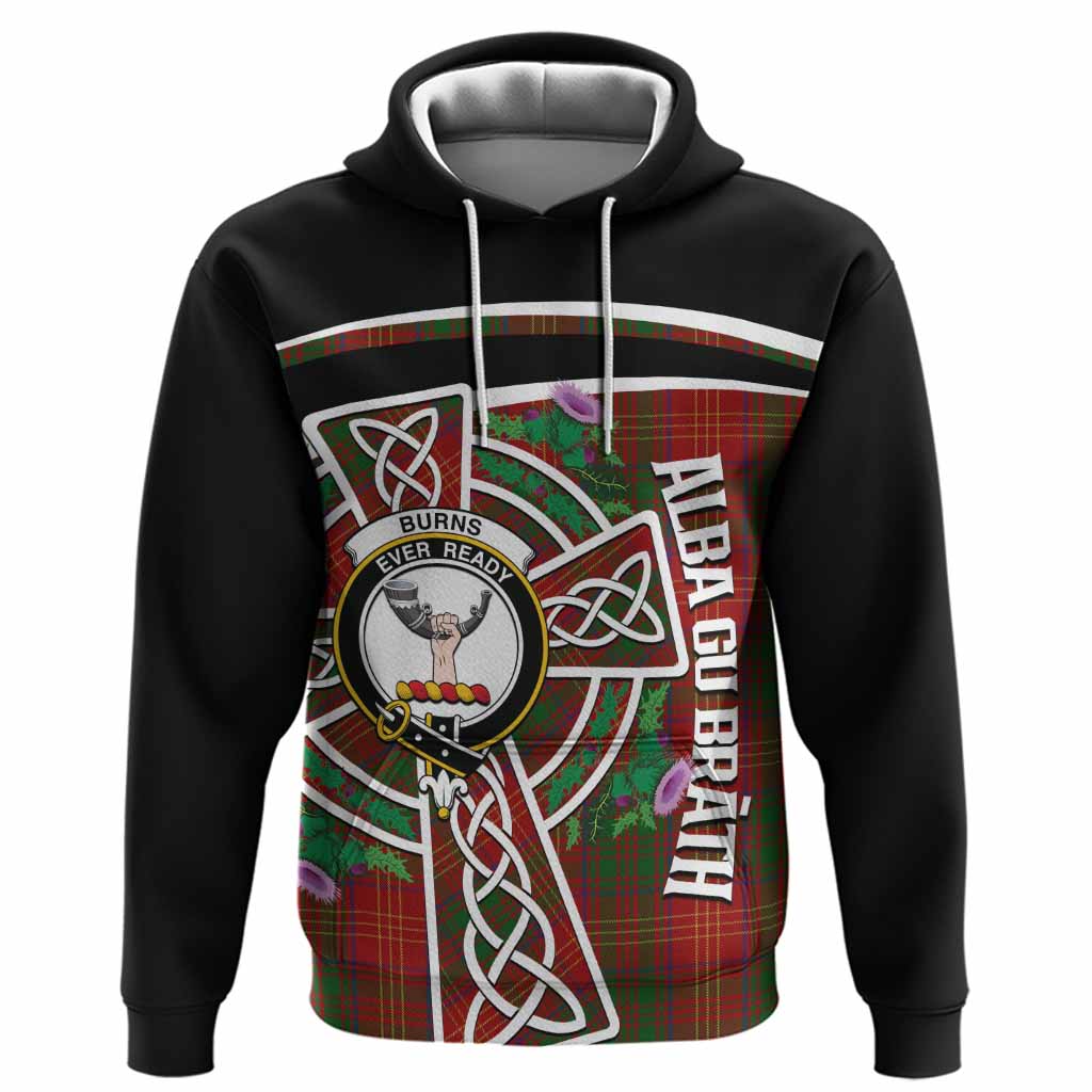 Burns Tartan Crest Hoodie Scottish Thistle Celtic Cross Alba Gu Brath