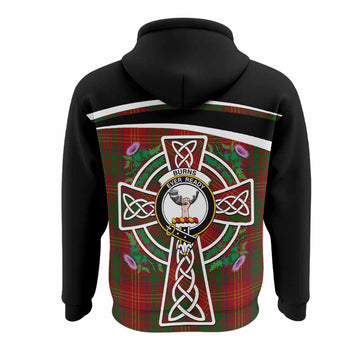 Burns Tartan Crest Hoodie Scottish Thistle Celtic Cross Alba Gu Brath