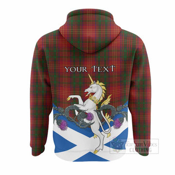 Burns Tartan Crest Hoodie Scottish Unicorn With Thistle