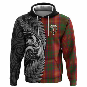 Burns Tartan Crest Hoodie With New Zealand Silver Fern Maori Koru