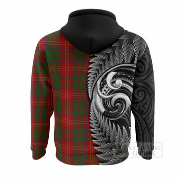 Burns Tartan Crest Hoodie With New Zealand Silver Fern Maori Koru