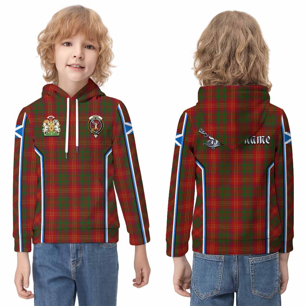 Burns Tartan Crest Kid Hoodie Scotland Coat of Arm Flag Style - Tartan Vibes Clothing