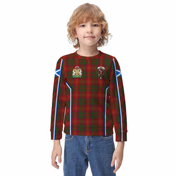 Burns Tartan Crest Kid Knitted Sweatshirt Scotland Coat of Arm Flag Style